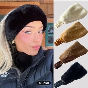 Elegant Black Faux Fur Headband #1069-288